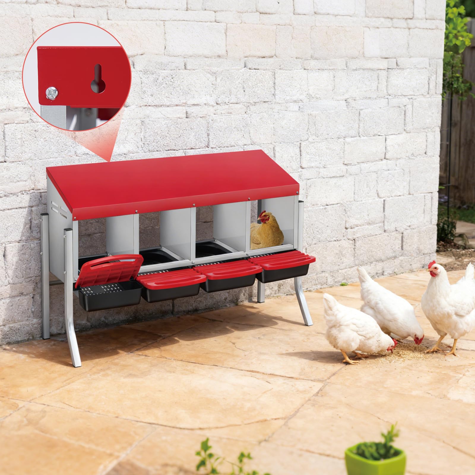 Ponedero de gallinas Garvee con 4 compartimentos
